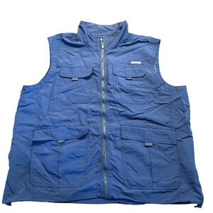 Eddie Bauer Mens 2XL Navy Blue Utility Fishing Vest Full Zip Nylon Lightweight